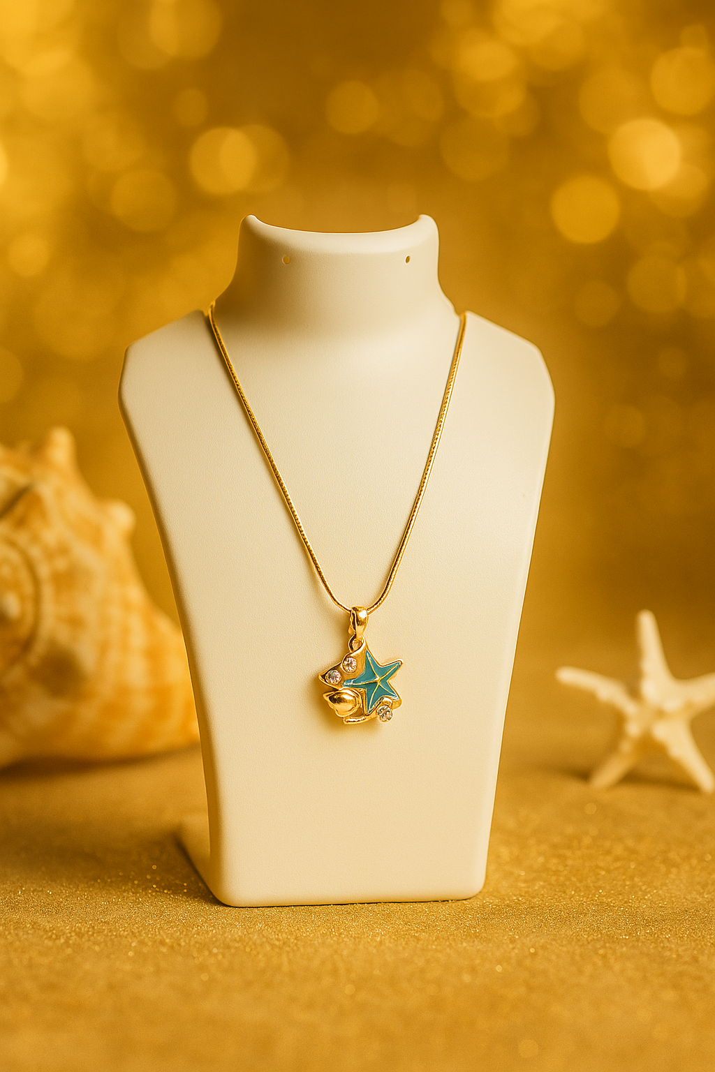 Gold Starfish Pendant Necklace