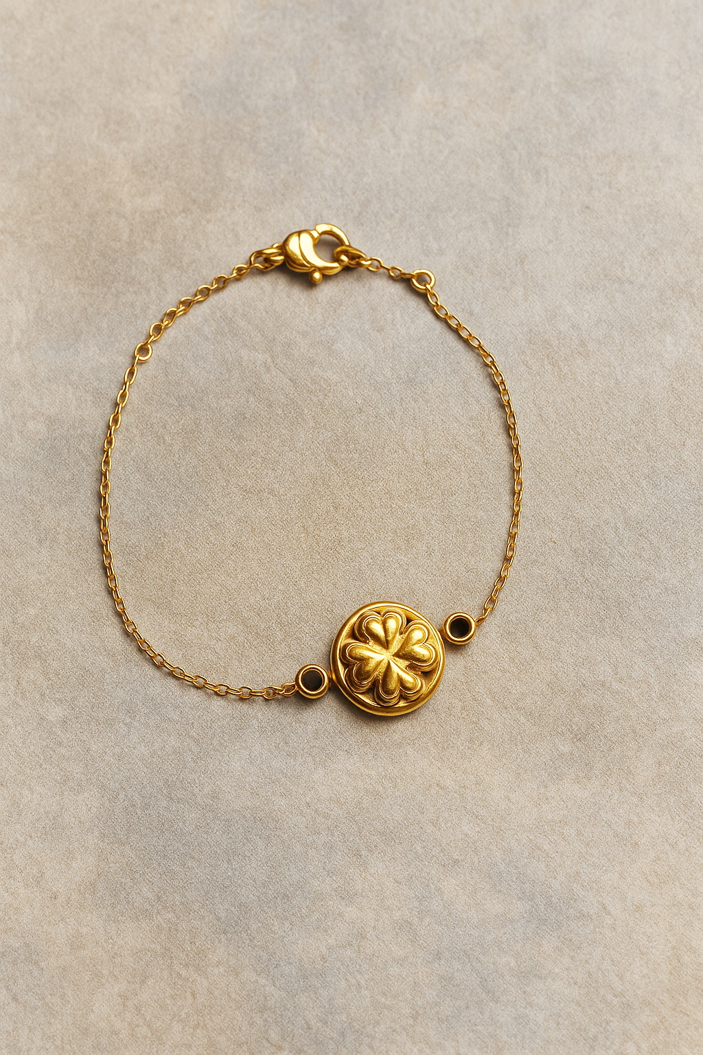 Gold Chain Bracelet with Ornate Medallion