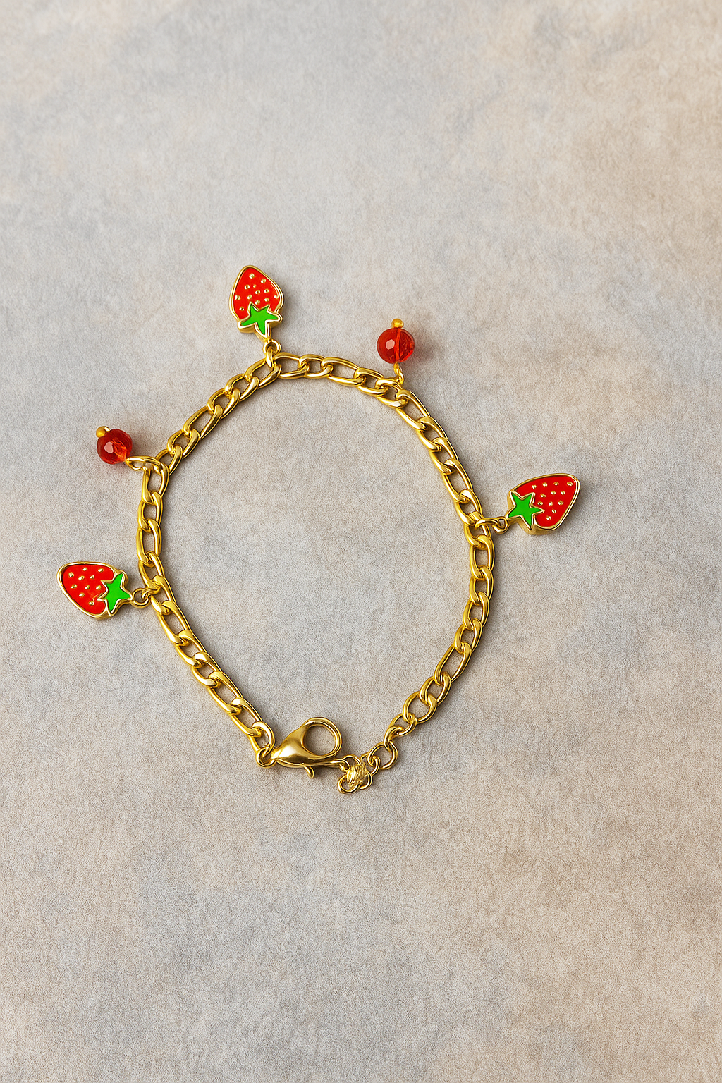Strawberry Charm Gold Bracelet