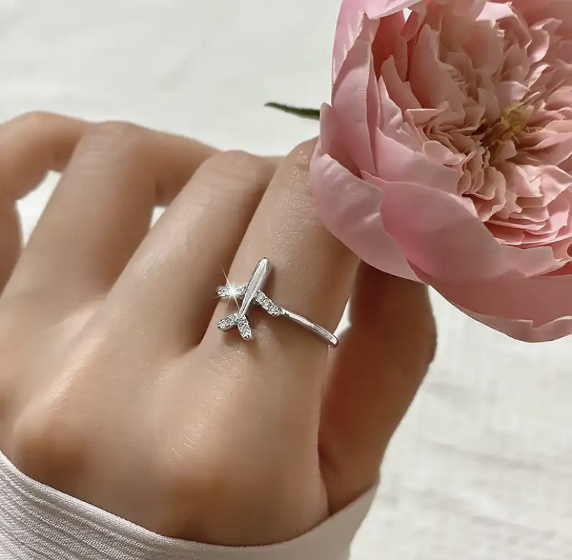 Bague avion argent