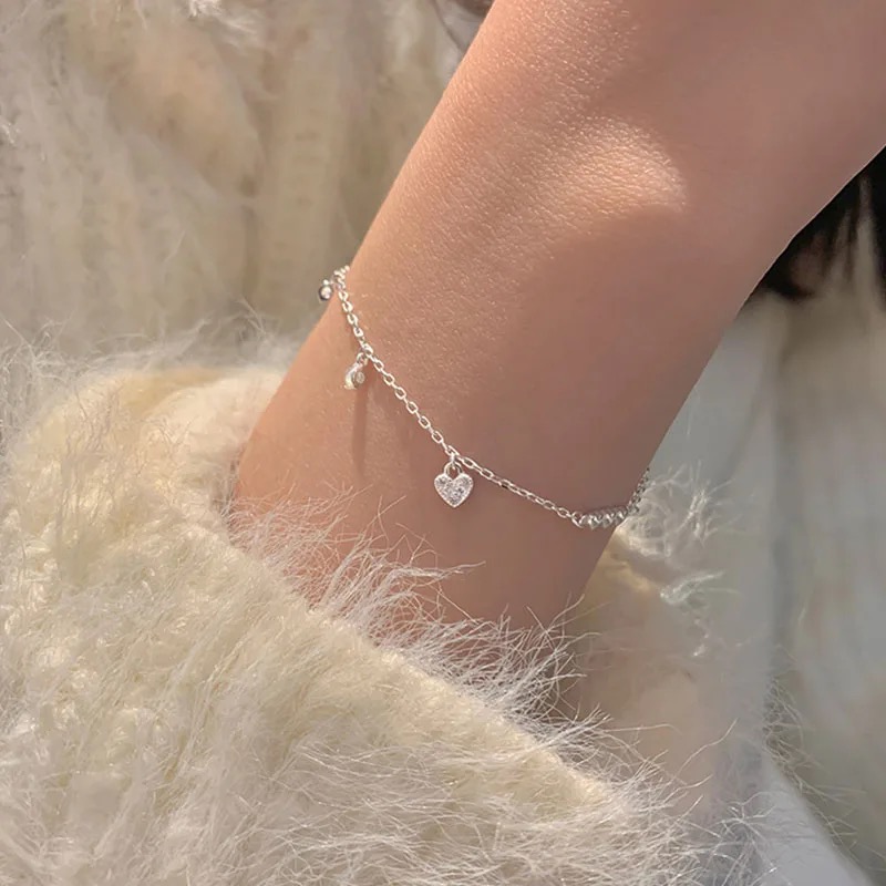 Bracelet en argent avec pendentif cœur