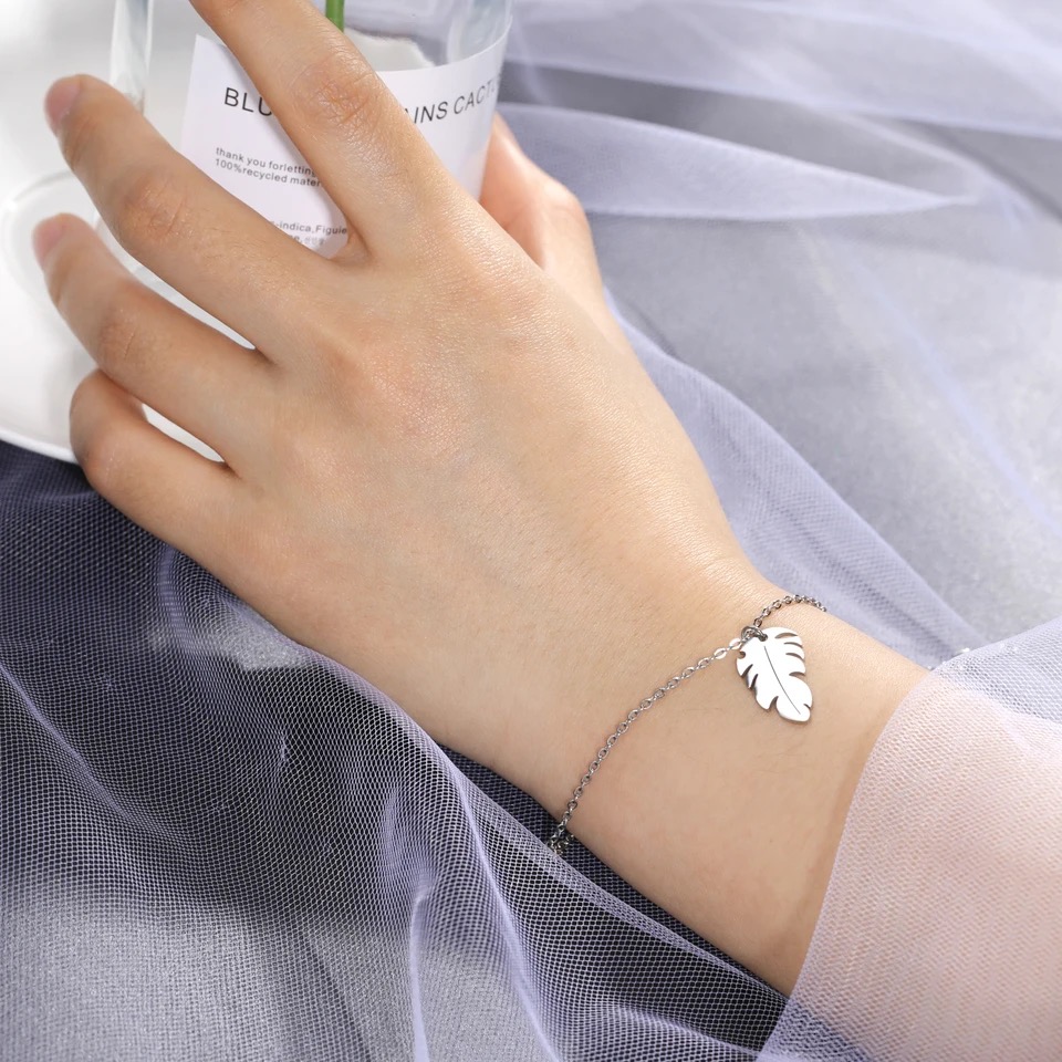 Bracelet feuille en argent
