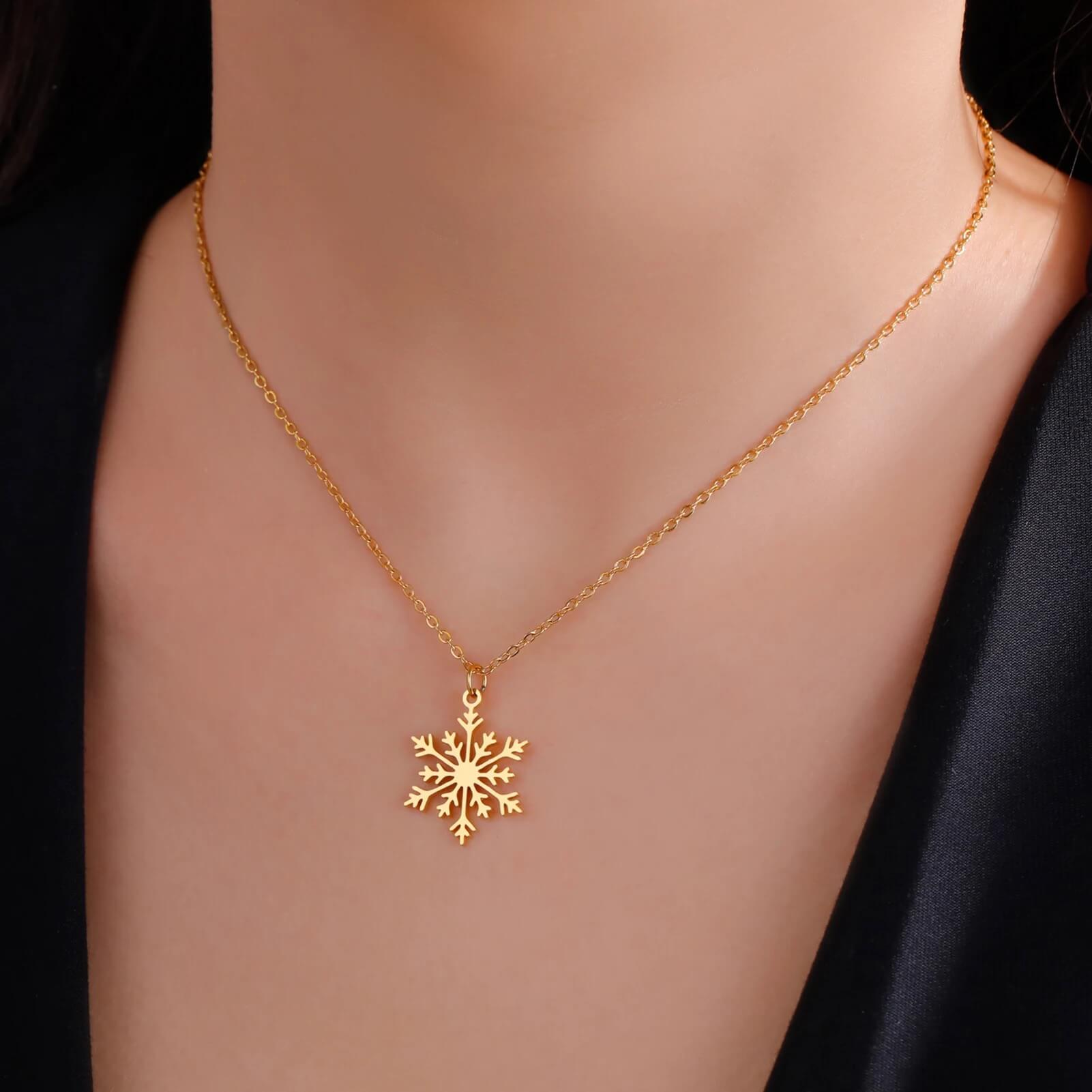 Collier flocon de neige en or