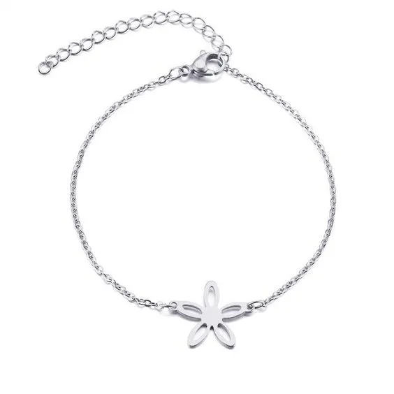 Bracelet en argent avec pendentif fleur