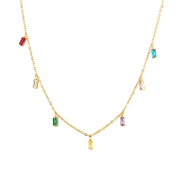 Collier en or avec pendentifs colorés