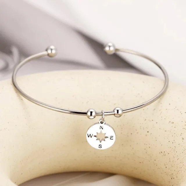 Bracelet boussole en argent