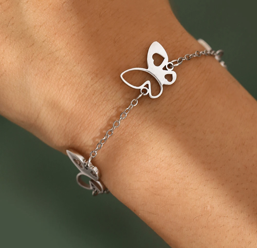 Bracelet papillon en argent