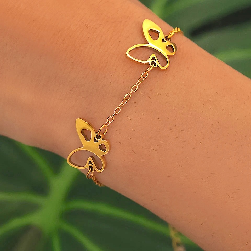 Bracelet papillon doré