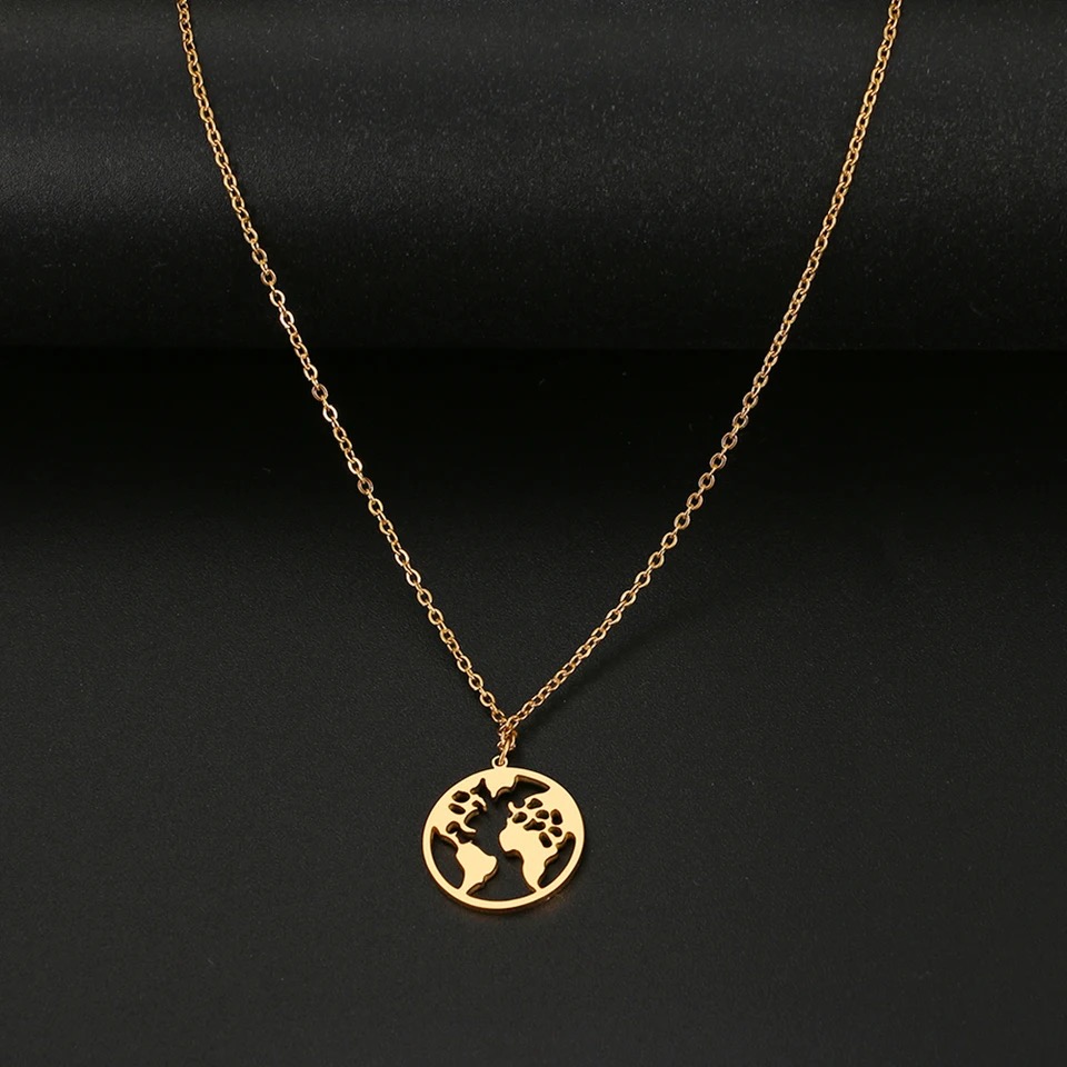 Collier pendentif carte du monde