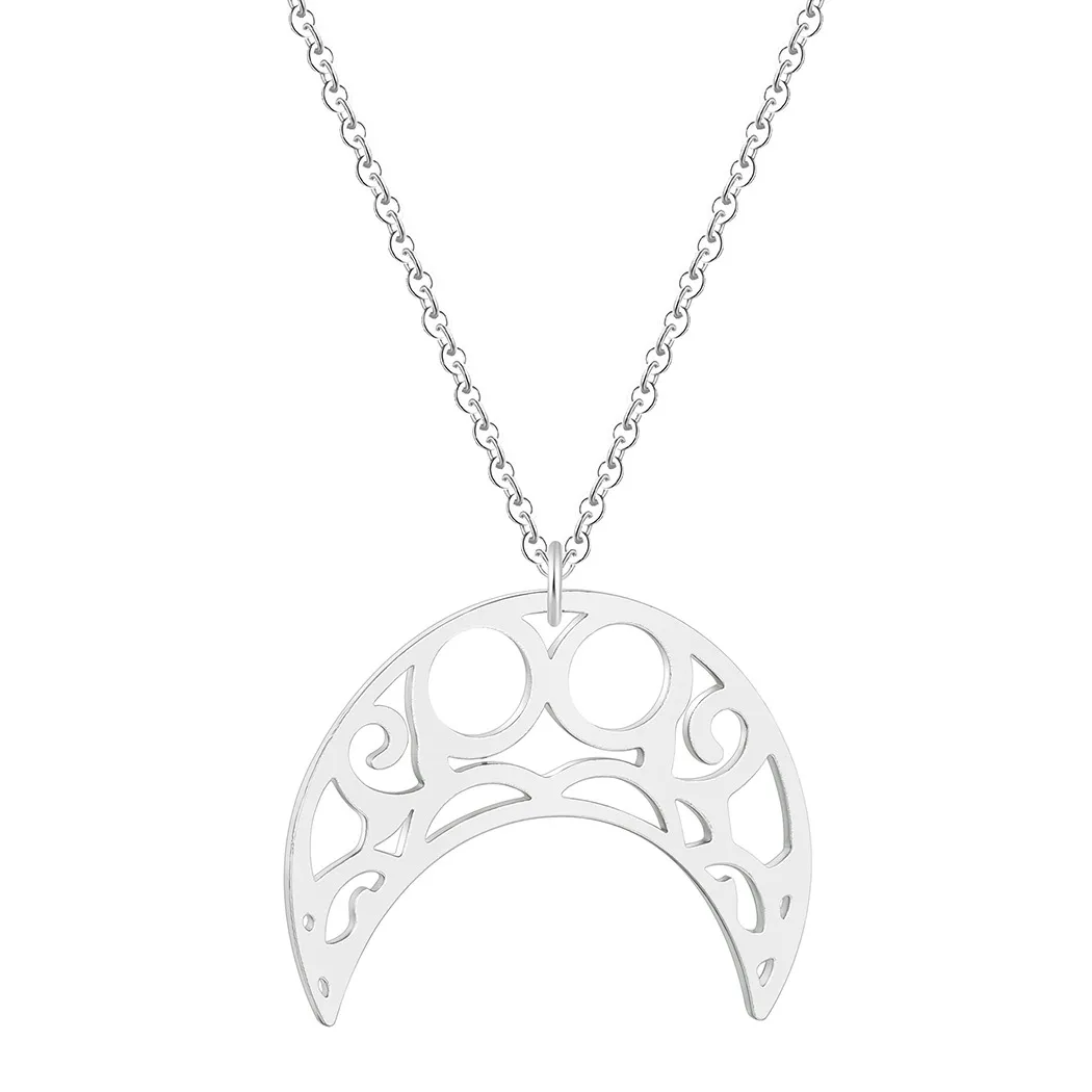 Collier en argent avec pendentif croissant de lune