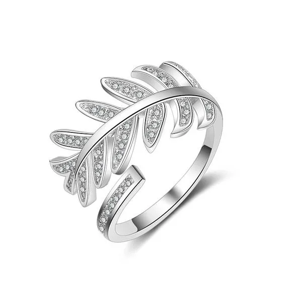 Bague en argent feuille