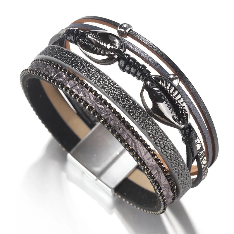 Bracelet en cuir multi-couches
