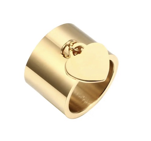 Bague en or pampille coeur 