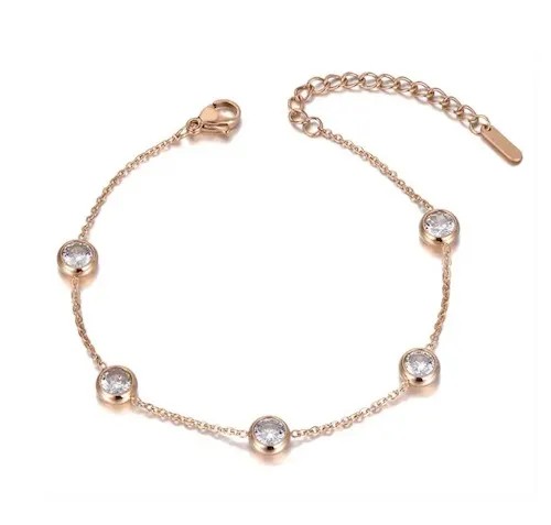 Bracelet en or rose avec oxydes de zirconium
