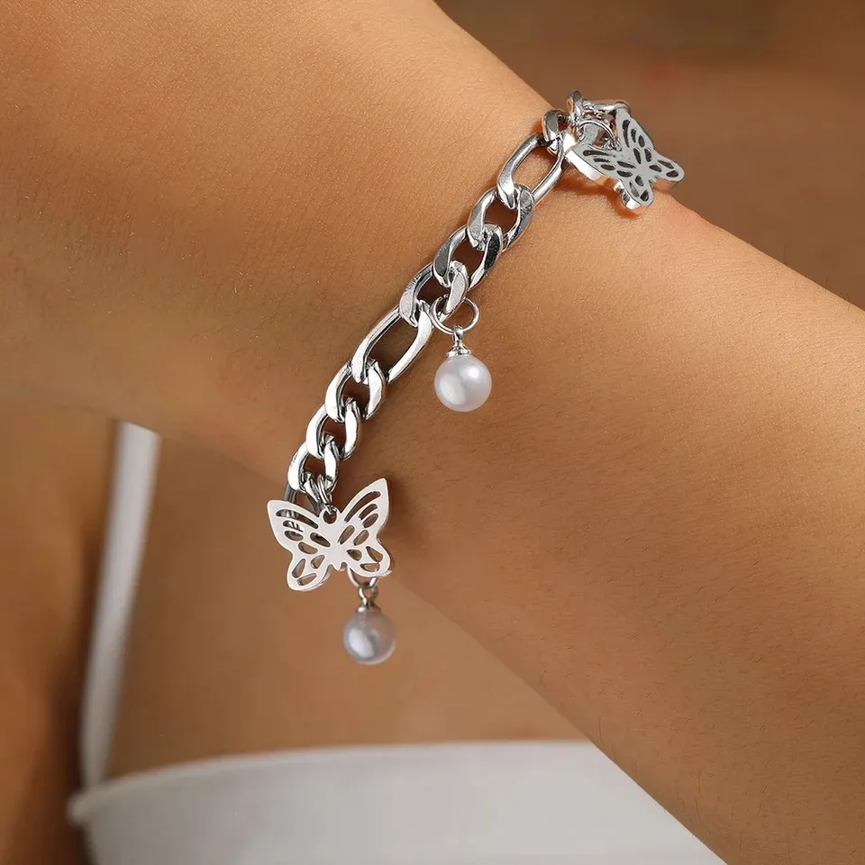 Bracelet papillon acier inoxydable