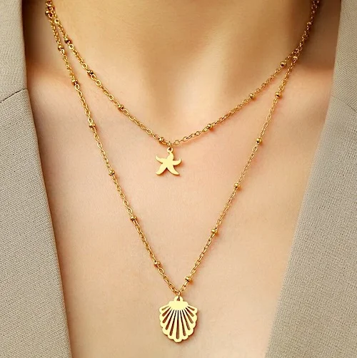 Collier double chaîne en or