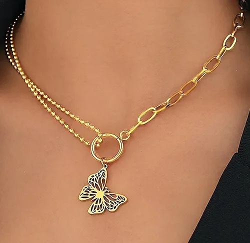 Collier papillon doré