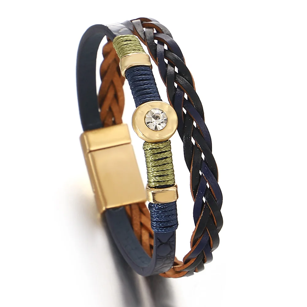 Bracelet en cuir tressé noir