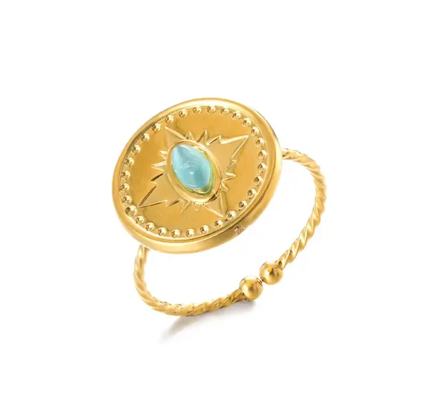 Bague dorée avec pierre turquoise