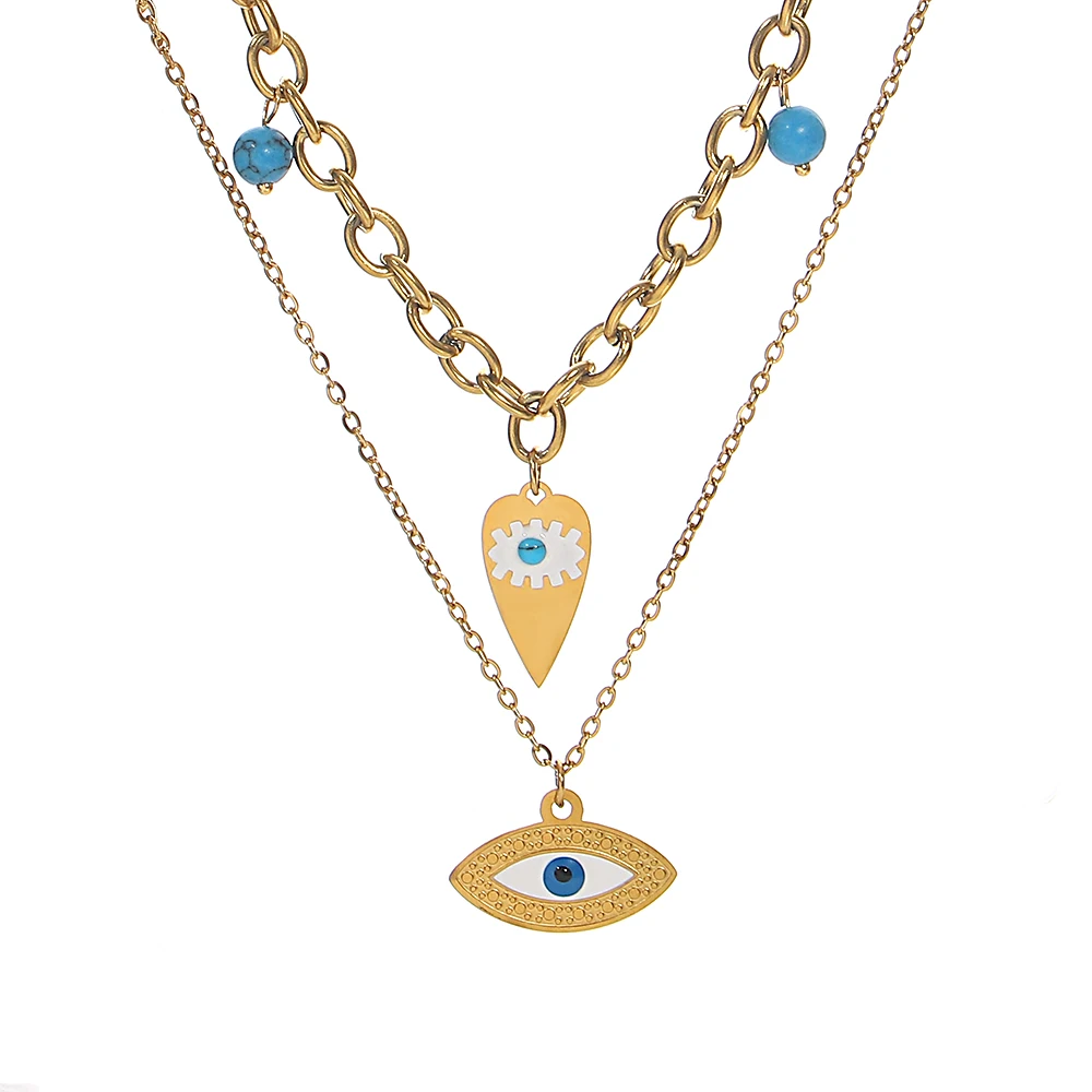 Collier à pendentif œil porte-bonheur