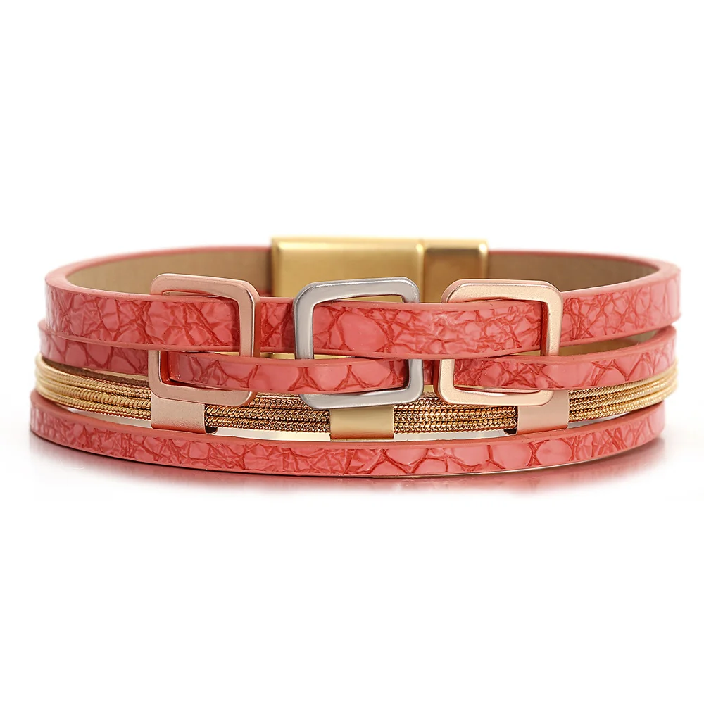 Bracelet en cuir rose