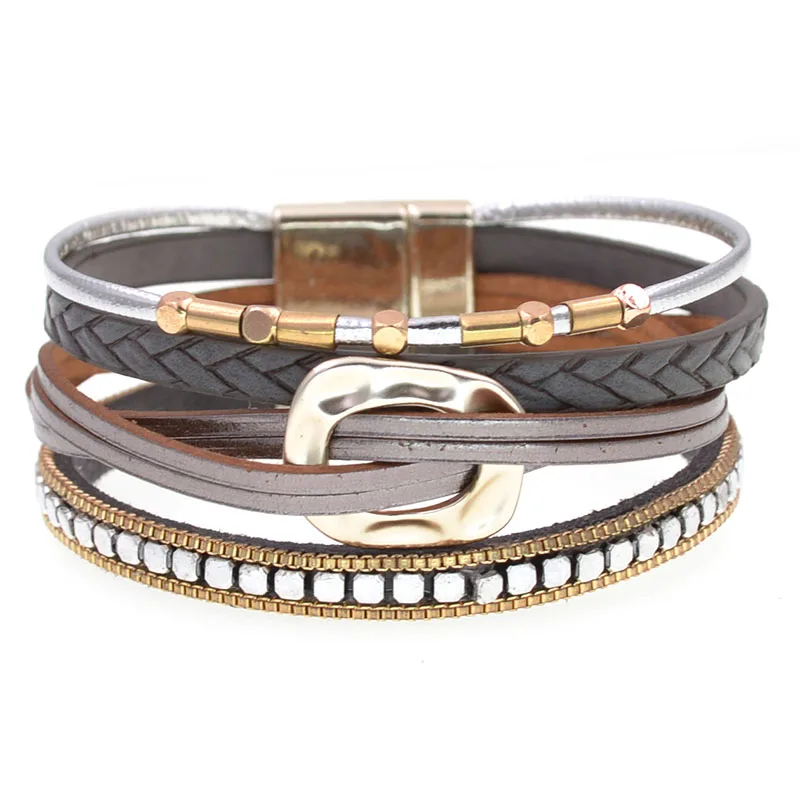 Bracelet multi-rangs en cuir