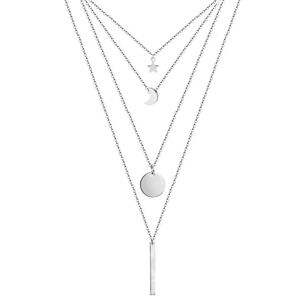 Collier argenté à pendentifs multiples