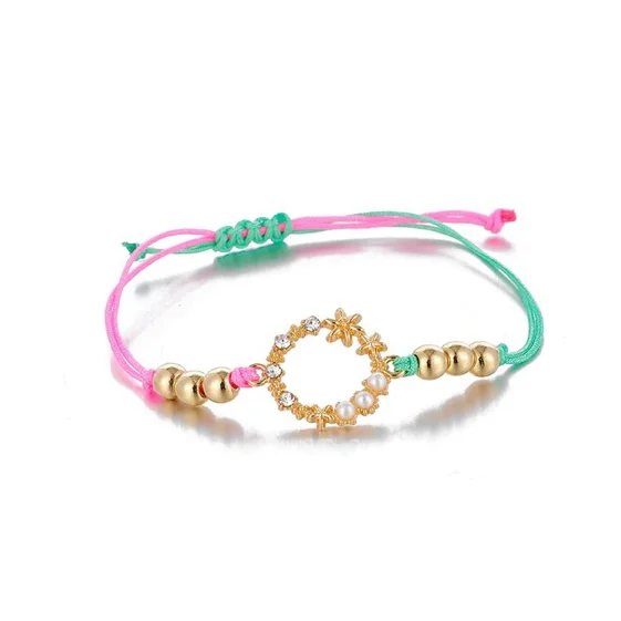 Bracelet coloré avec perles dorées