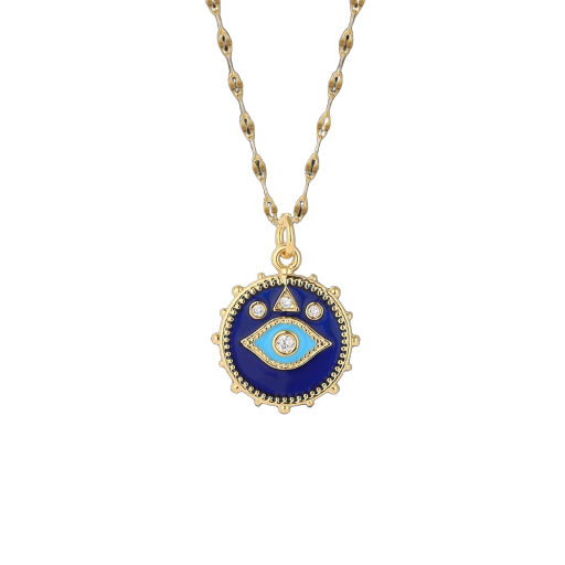 Collier médaillon bleur œil protecteur