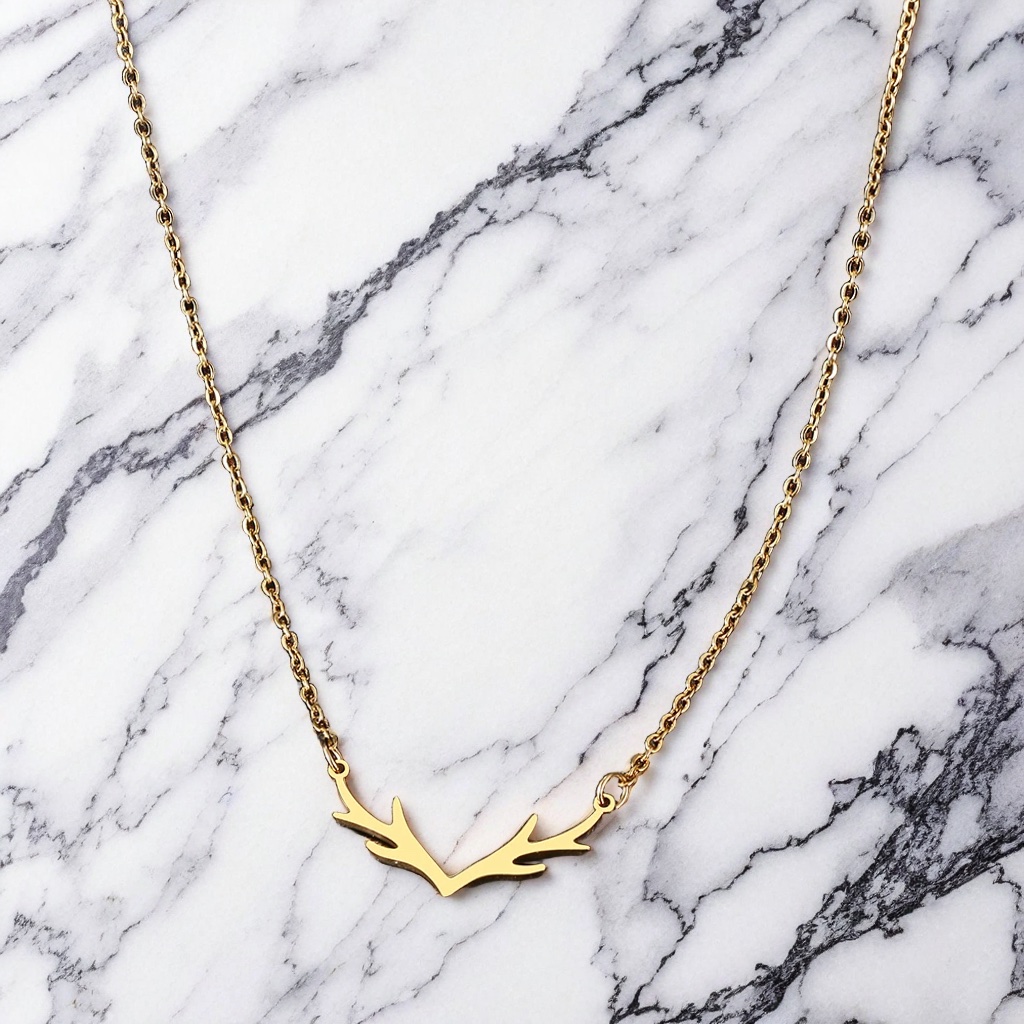 Collier pendentif cerf acier inoxydable 