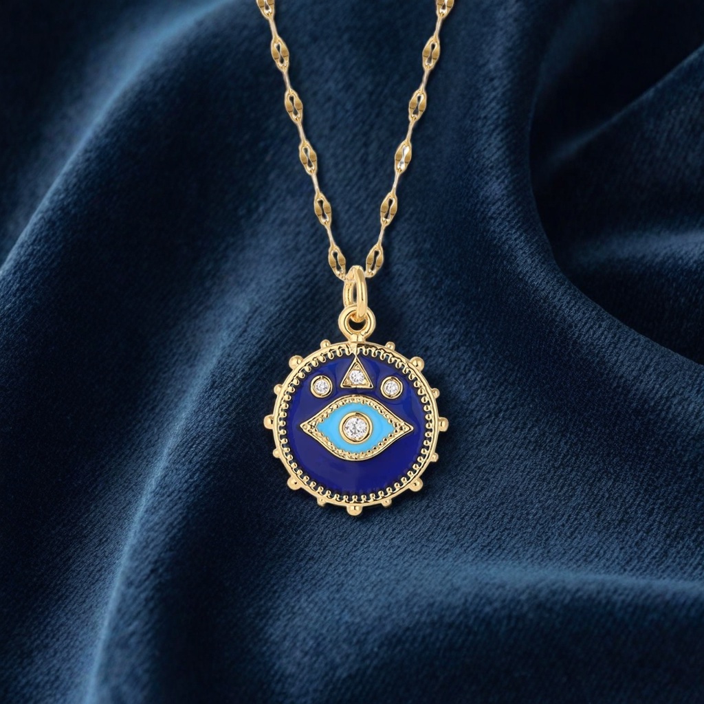 Collier médaillon bleur œil protecteur