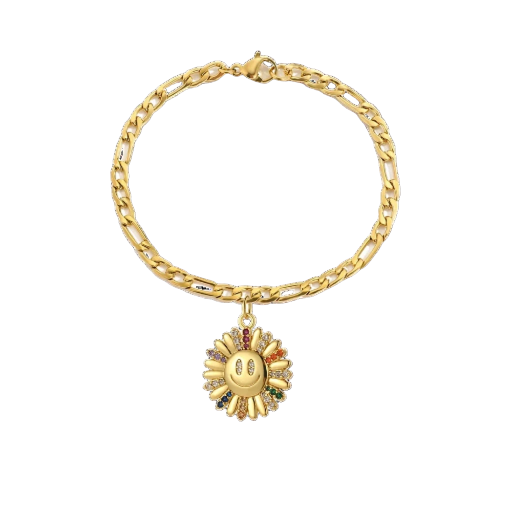 Bracelet chaîne dorée avec pendentif marguerite 