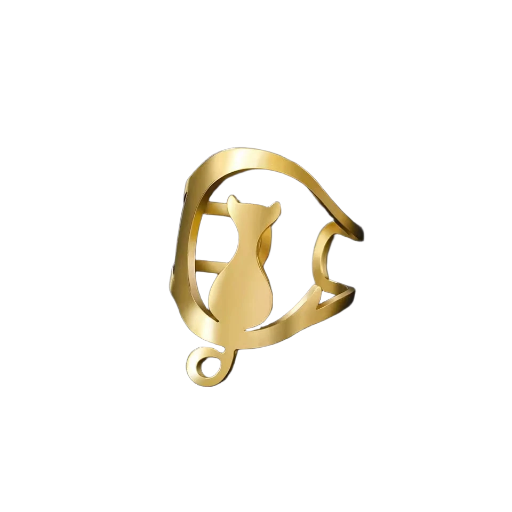 Bague avec motif de chat en acier inoxydable