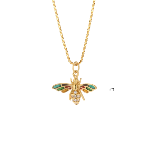 Collier pendentif abeille doré