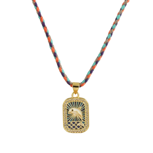 Collier cordon médaille dauphin