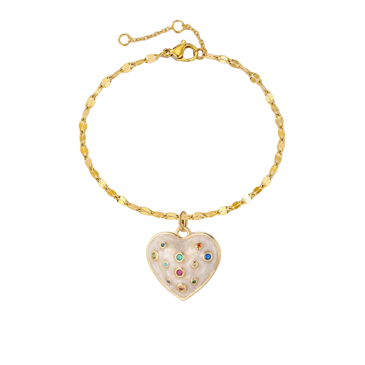 Bracelet breloque cœur emaillé blanc