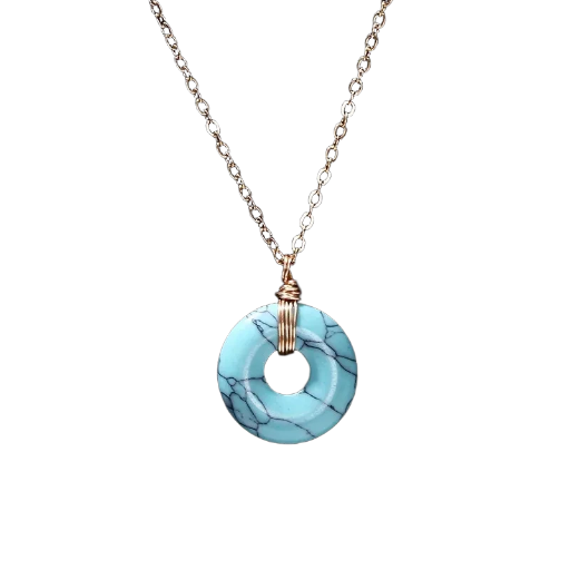 Collier pendentif cercle pierre turquoise