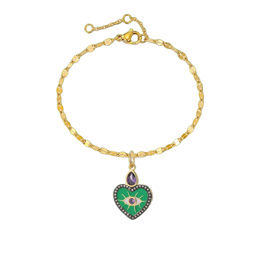 Bracelet avec pendentif cœur œil porte-bonheur