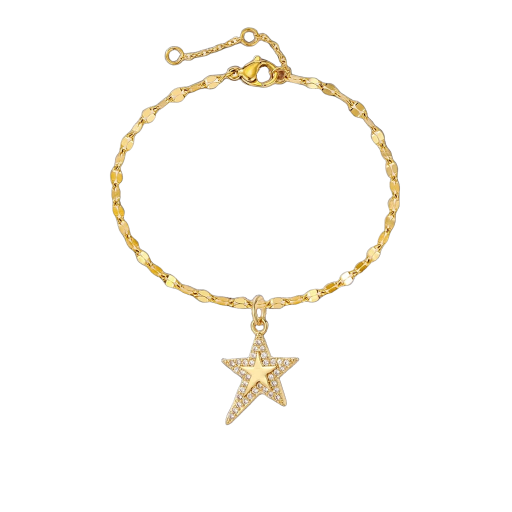 Bracelet pendentif étoile doré oxydes de zirconium