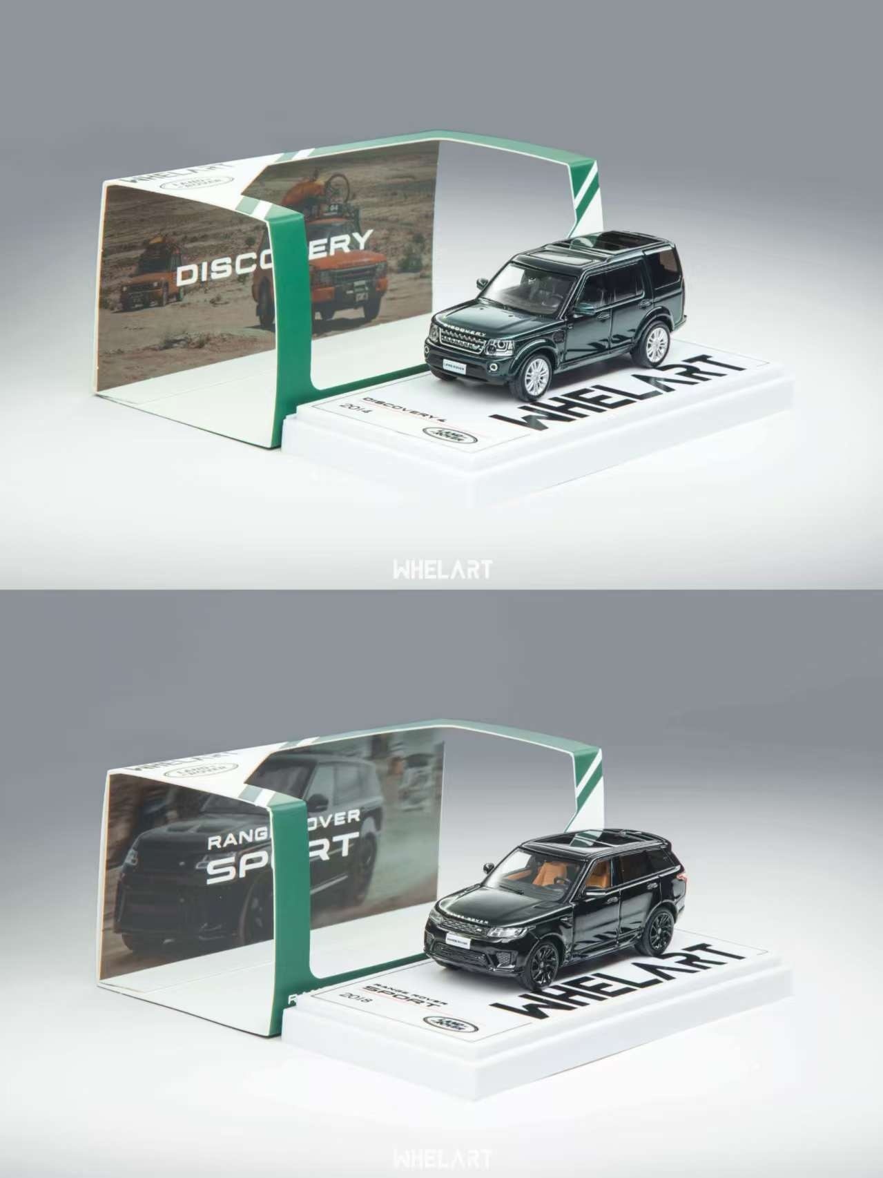 WHELART 1/64 Land Rover Range Rover Sport Metallic Black、Land Rover Discovery4 British Green