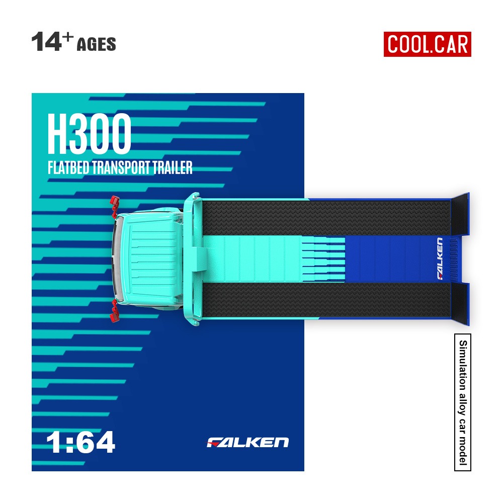 CC H300 flat transport trailer, Falken blue and cyan painted