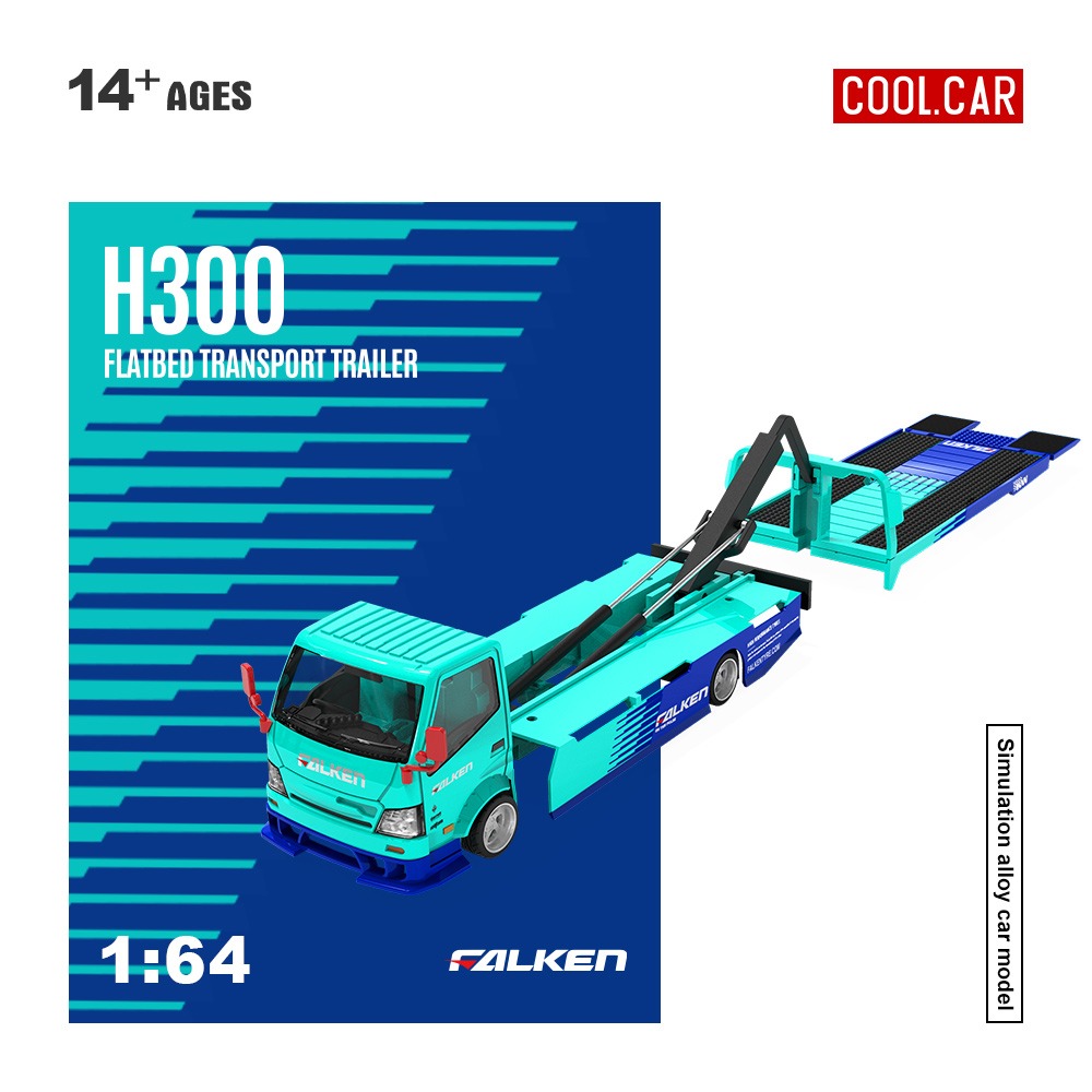 CC H300 flat transport trailer, Falken blue and cyan painted