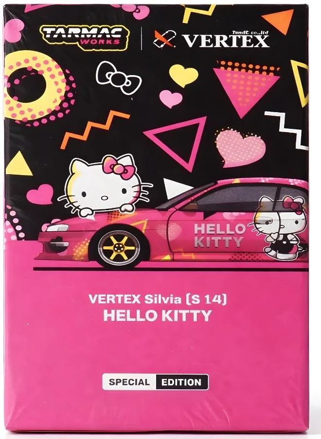 Tarmac Works x Vertex Silvia S14 Hello Kitty Diecast Car 1:64 PINK – Special Edition