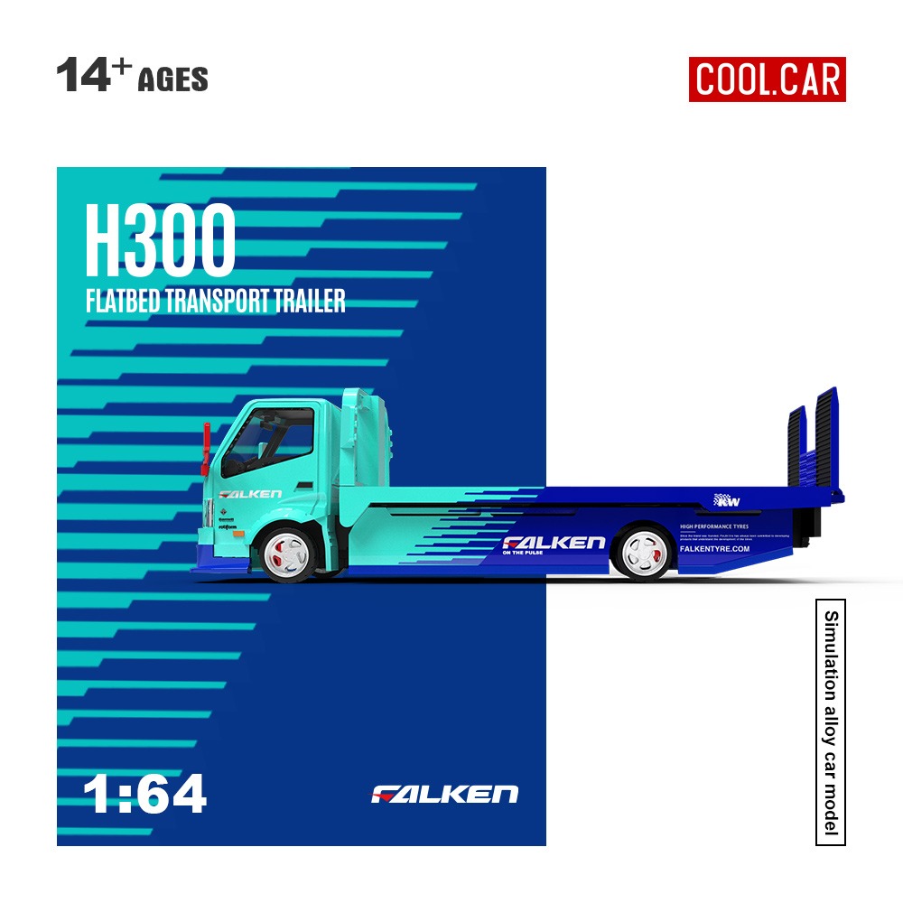 CC H300 flat transport trailer, Falken blue and cyan painted