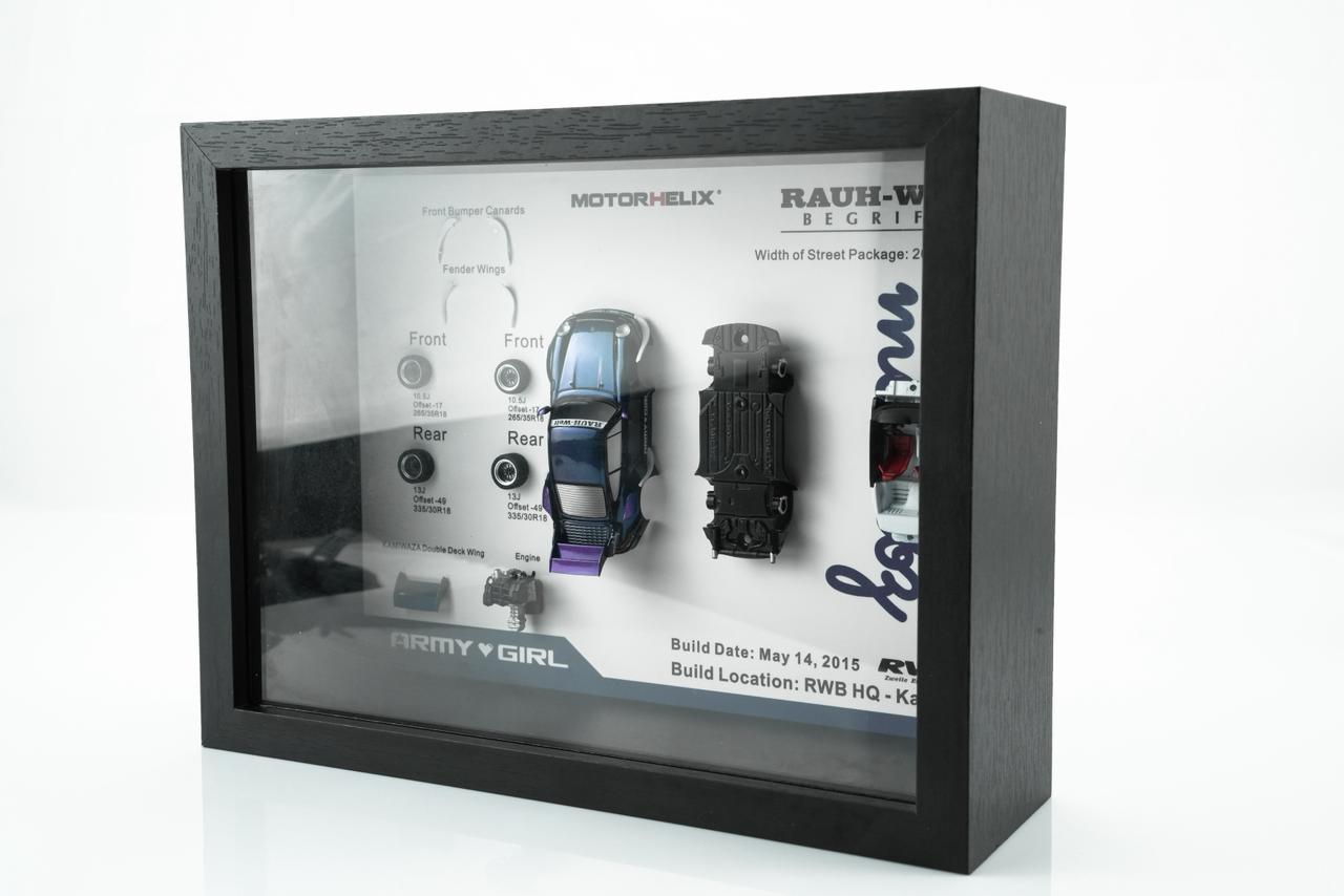 MOTORHELIX  1:64 RWB 964 Army Girl MODEL BUILD DISPLAY FRAME