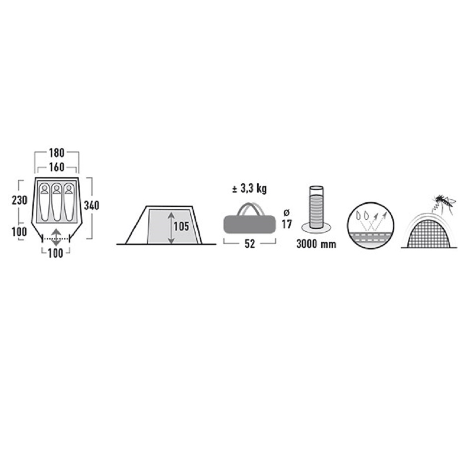 Palapinė High Peak Trivietė