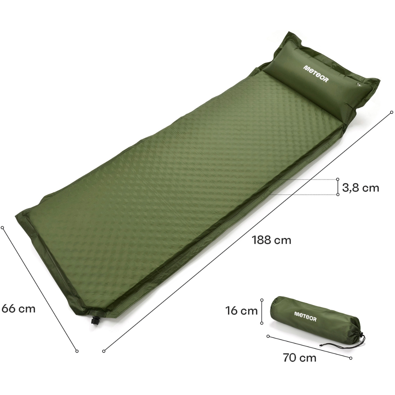 Savaime prisipučiantis kilimėlis chaki - žalias Meteor