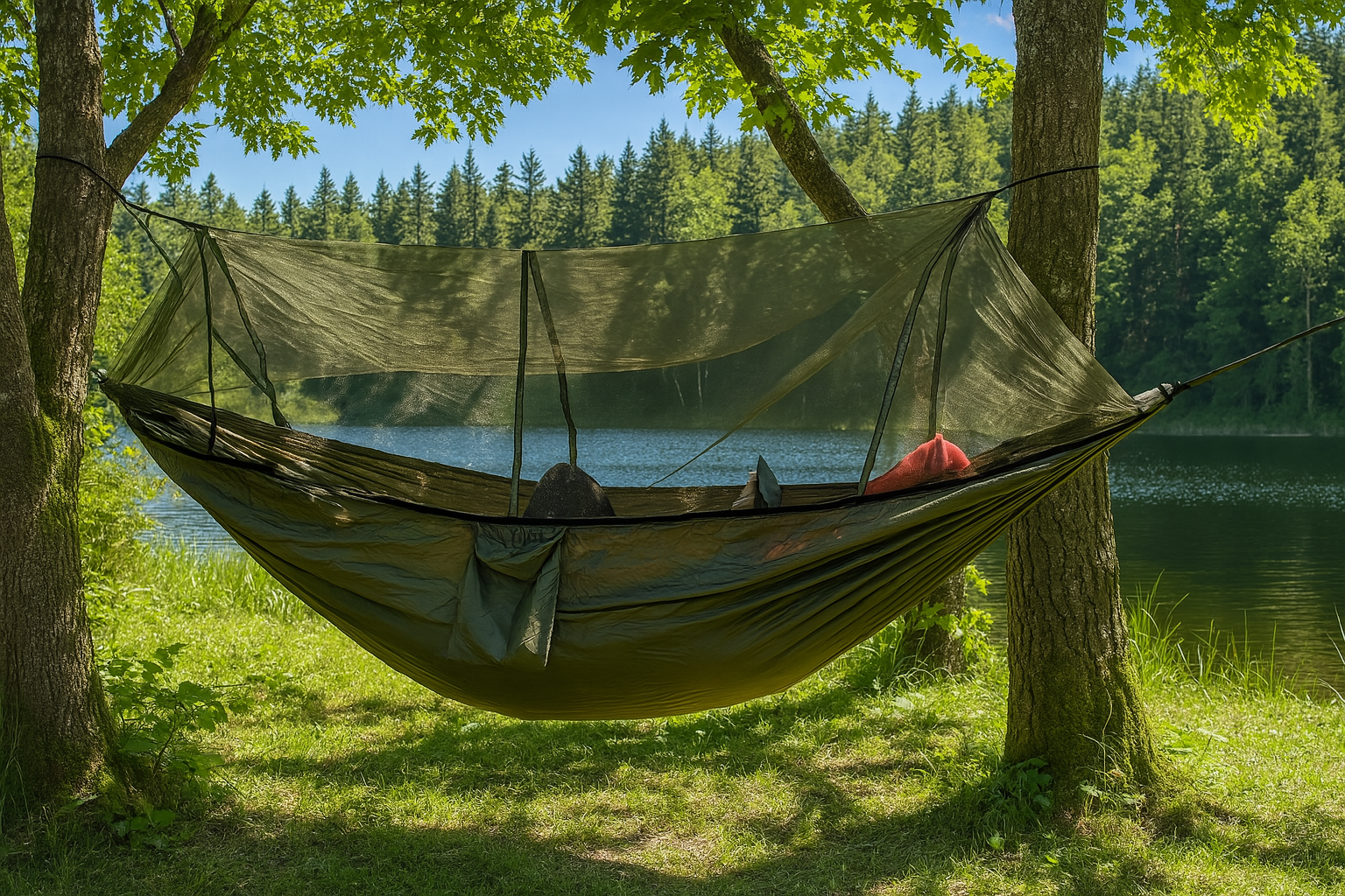 Turistinis hamakas su tinkleliu nuo vabzdžių