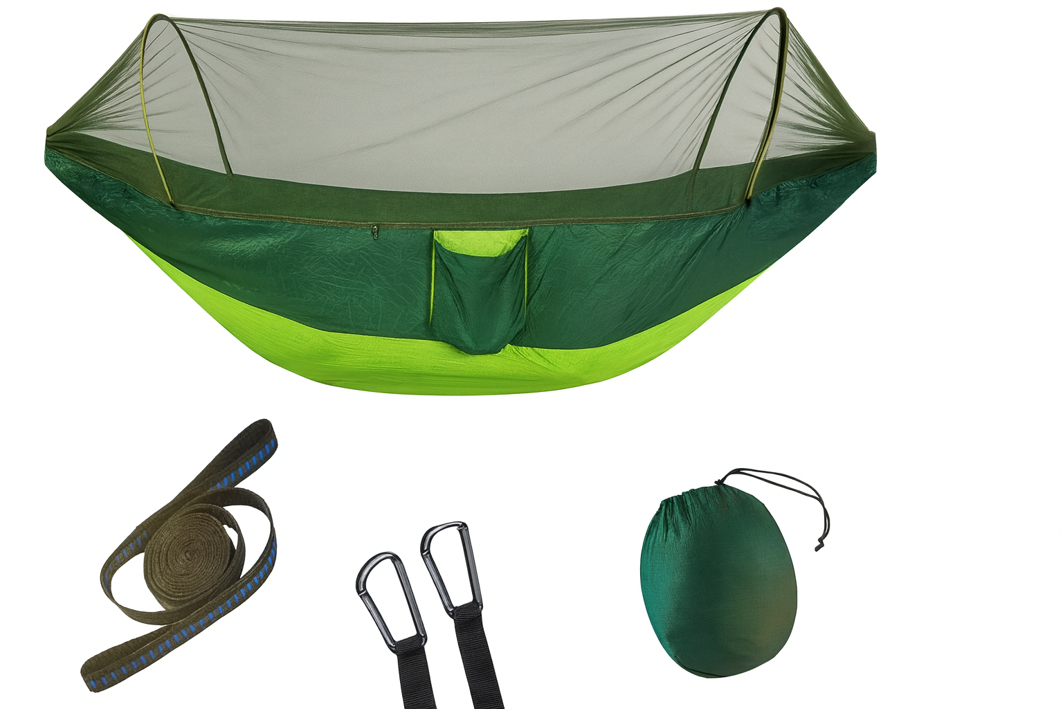 Hamakas su tinkleliu nuo uodų ir vandeniui atsparus tentas