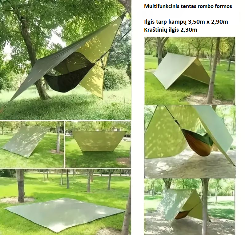 Hamakas su tinkleliu nuo uodų ir vandeniui atsparus tentas